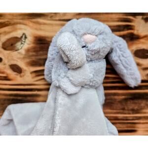 Jellycat Bashful Bunny Lovey Security Blanket Plush Silver Gray Baby Soother EUC